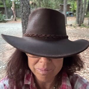 Brown Leather Cowboy Hat